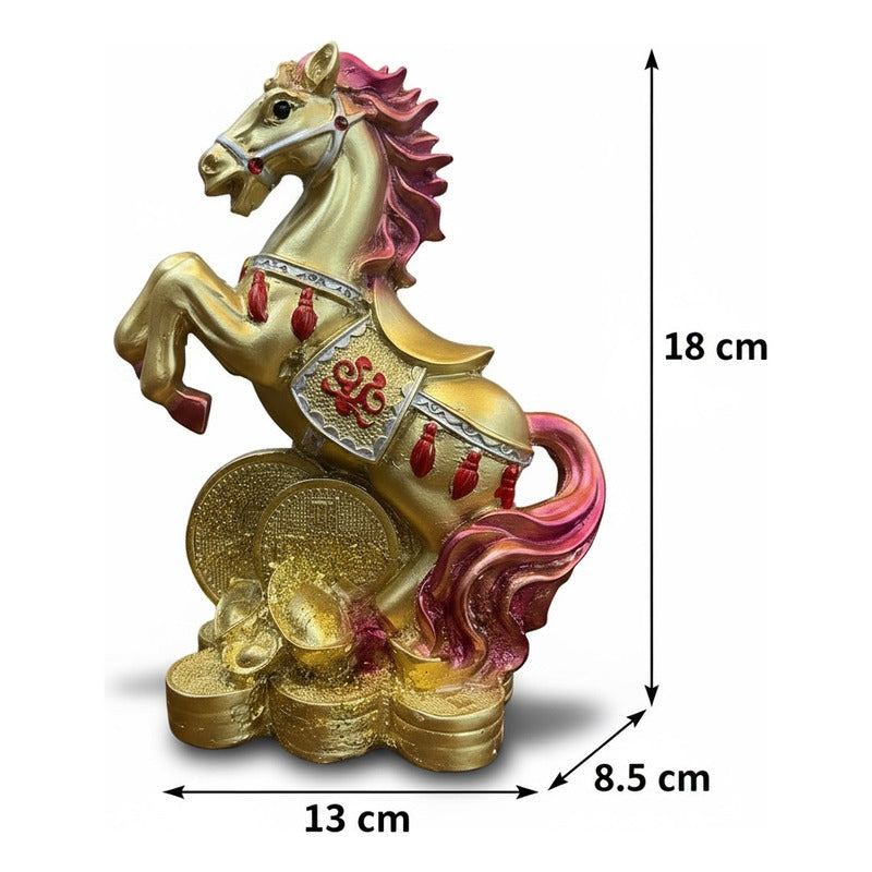Caballo Año Chino Estatua De Resina 18x13x8.5 Cm