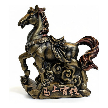 Caballo Del Año Chino 12.5x11x4cm Dorado