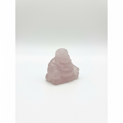 Escultura De Cuarzo Rosa En Forma De Buda