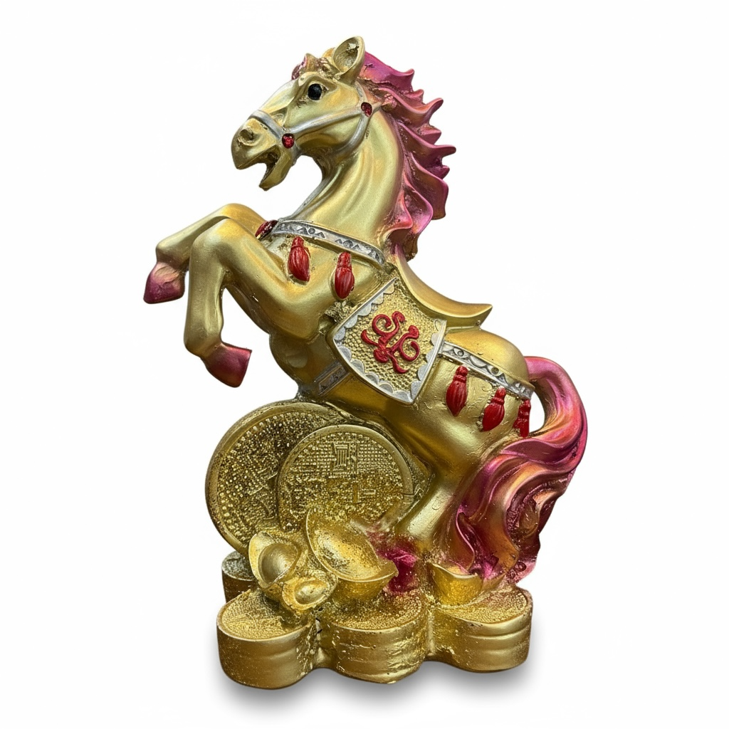 Caballo Año Chino Estatua De Resina 18x13x8.5 Cm