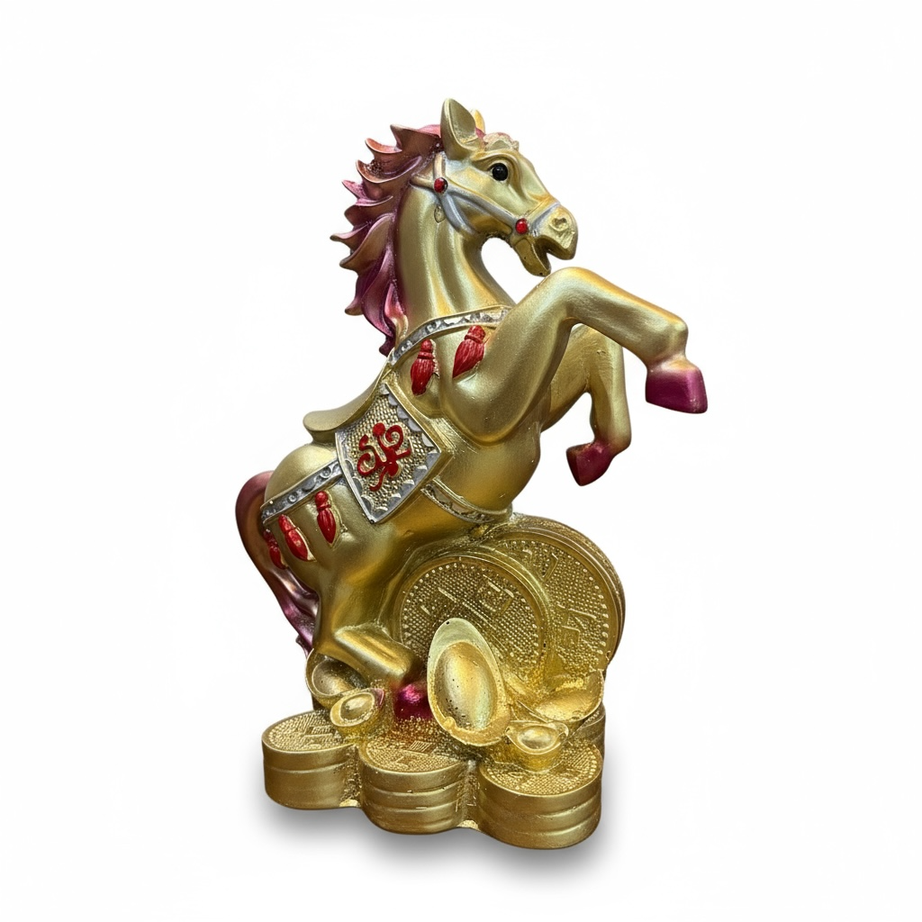 Caballo Año Chino Estatua De Resina 18x13x8.5 Cm