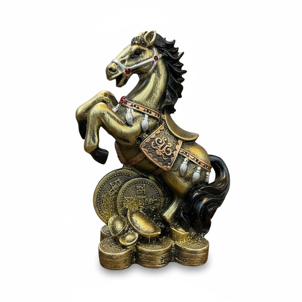 Caballo Año Chino Estatua De Resina 18x13x8.5 Cm