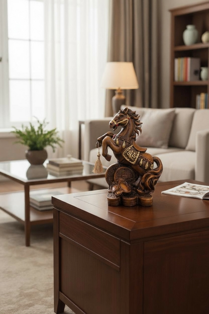 Caballo Año Chino Estatua De Resina 18x13x8.5 Cm