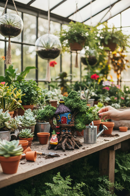 Cascada De Humo Árbol De Resina Chico 16cm Verde