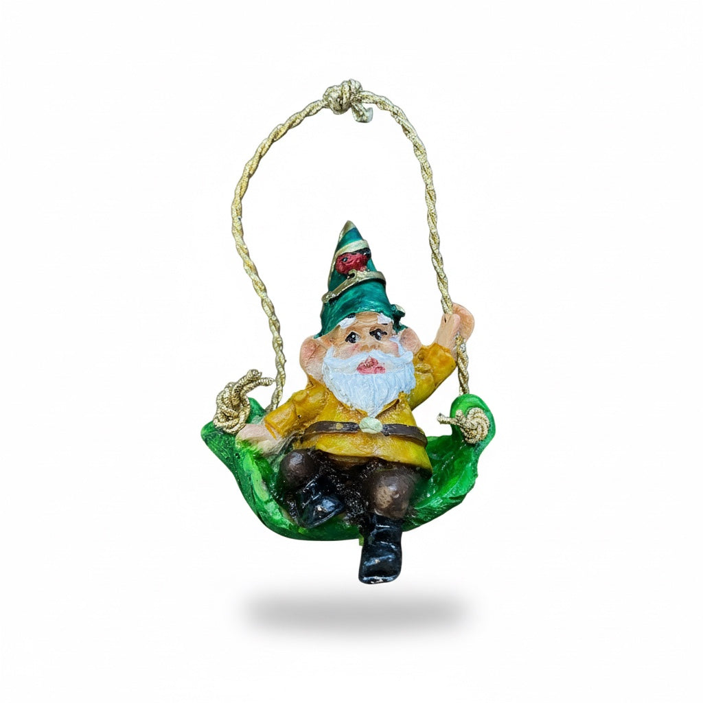 Gnomo En Columpio Figura De Resina Decorativa De 9cm De Alto