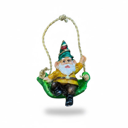 Gnomo En Columpio Figura De Resina Decorativa De 9cm De Alto