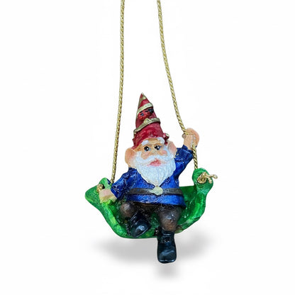 Gnomo En Columpio Figura De Resina Decorativa De 9cm De Alto