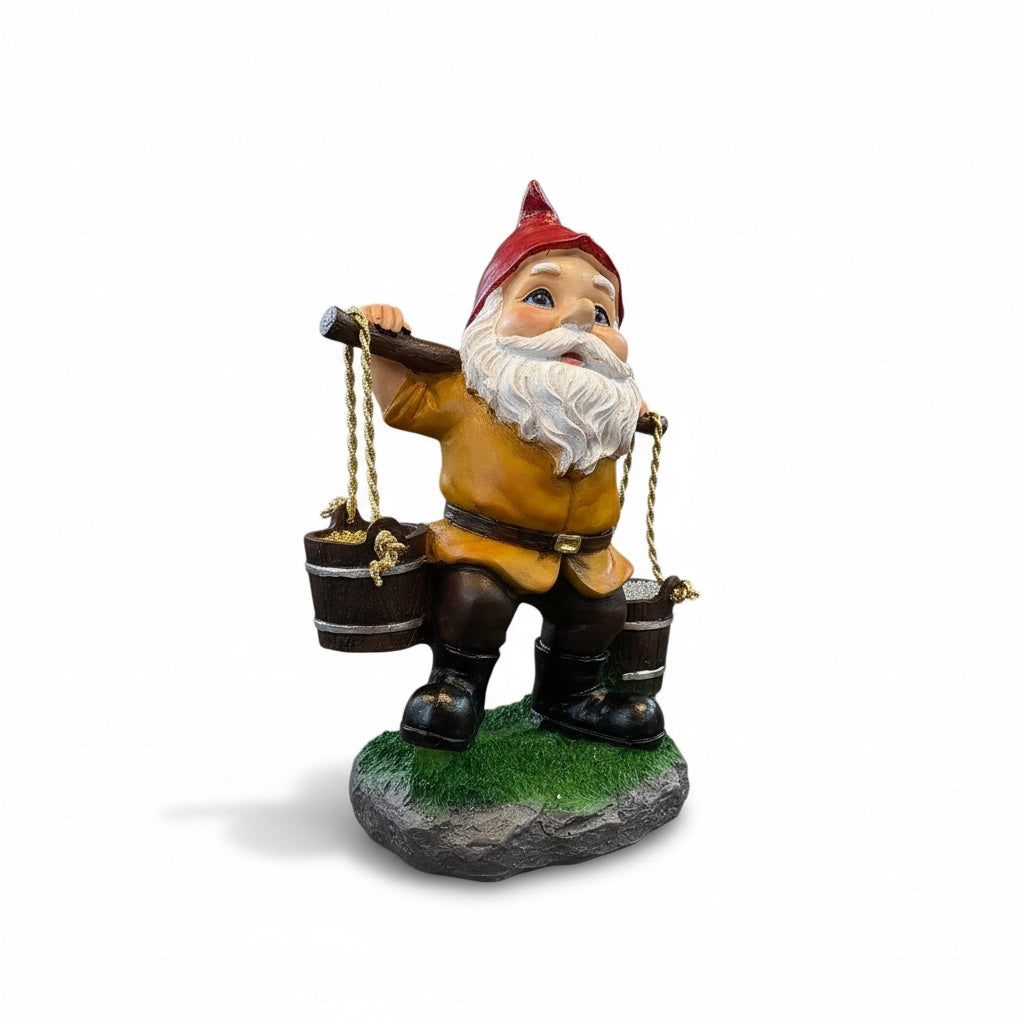 Gnomo Cubetas Figura De Resina De 20 Cm De Altura