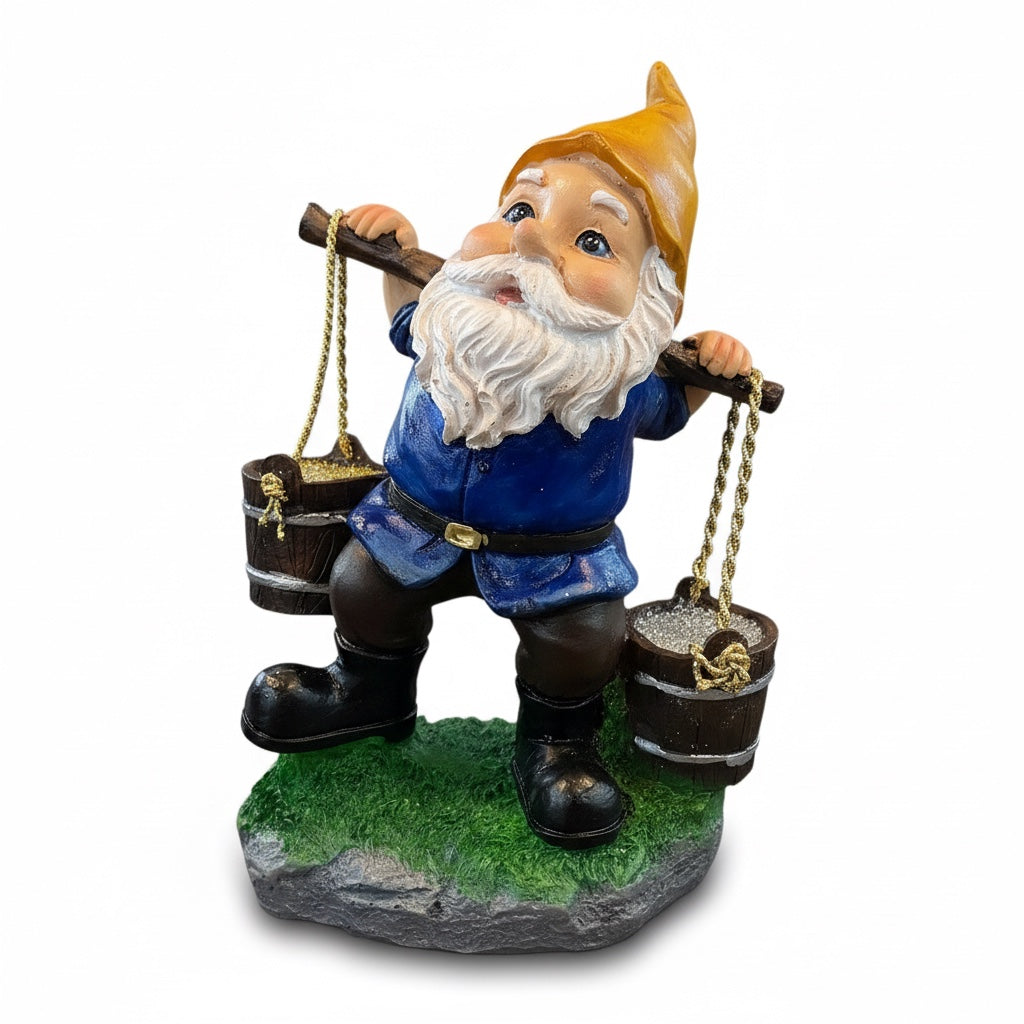 Gnomo Cubetas Figura De Resina De 20 Cm De Altura