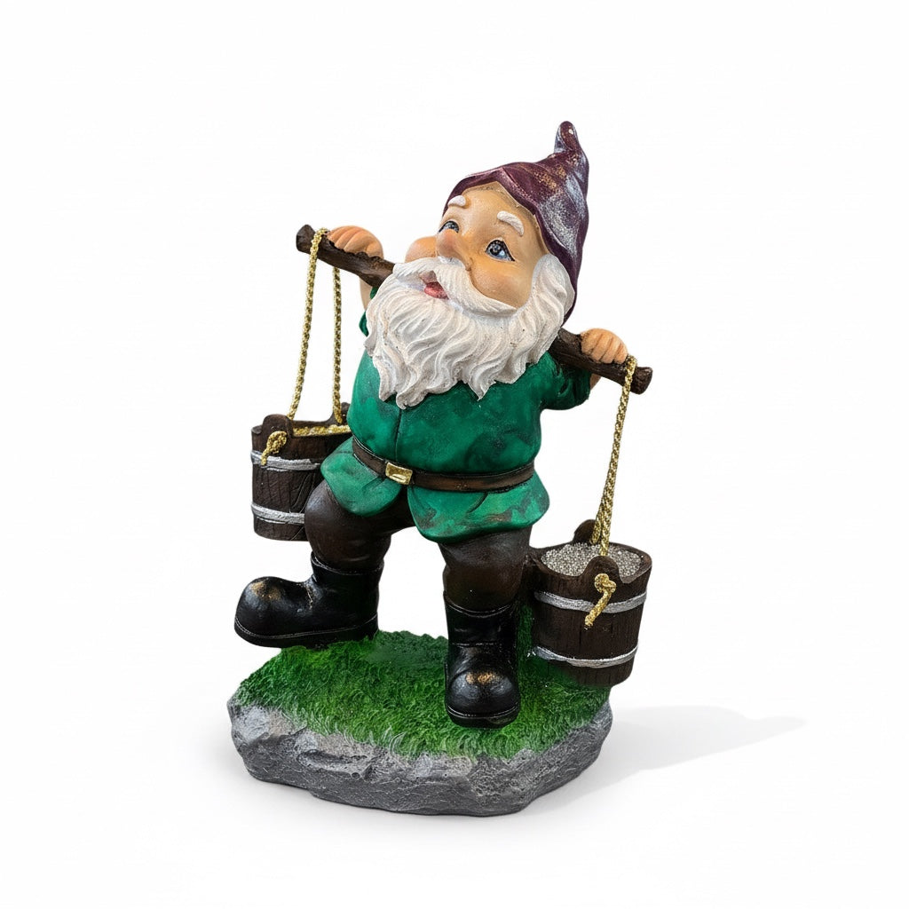 Gnomo Cubetas Figura De Resina De 20 Cm De Altura