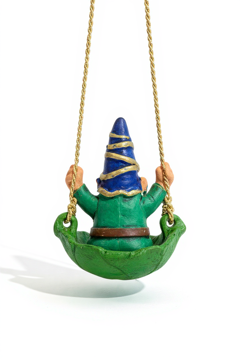 Gnomo En Columpio Figura De Resina Decorativa De 9cm De Alto