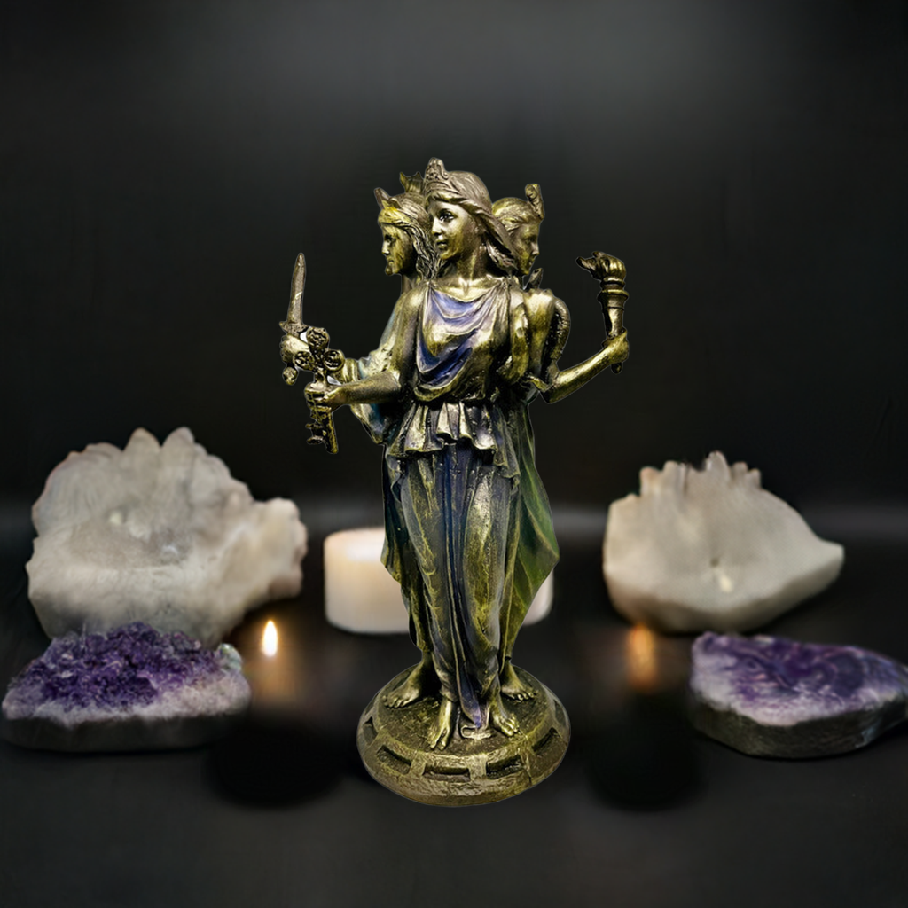 Estatua Hecate Triple Diosa Resina 21cm