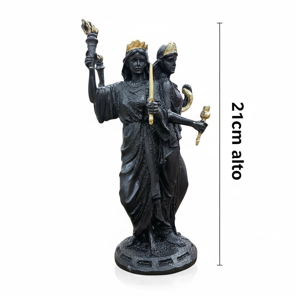 Estatua Hecate Triple Diosa Resina 21cm