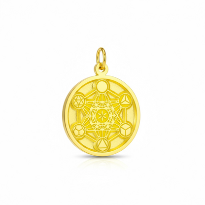 Metatron Dije Troquelado, Encapsulado Baño Dorado 3 Cm Diame
