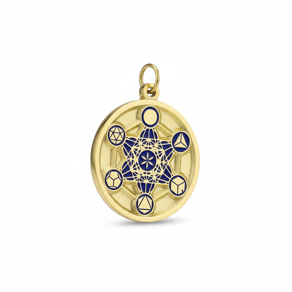 Metatron Dije Troquelado, Encapsulado Baño Dorado 3 Cm Diame
