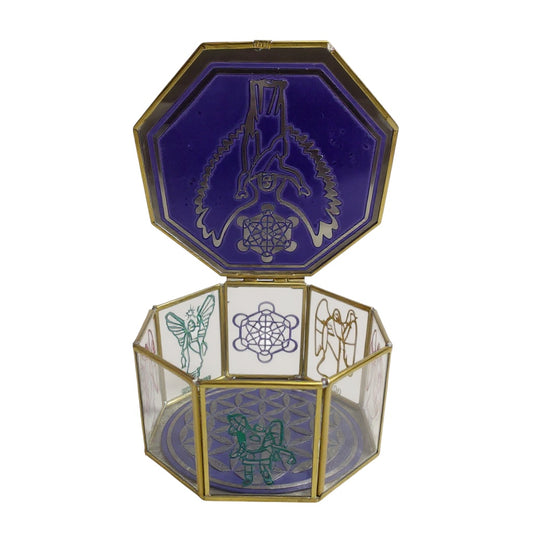 Metatron Con Los 7 Arcangeles Caja De Cristal 15 Cm Grabado
