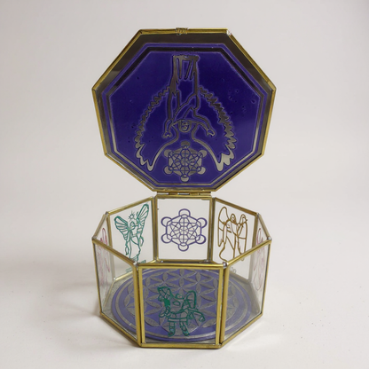 Metatron Con Los 7 Arcangeles Caja De Cristal 15 Cm Grabado