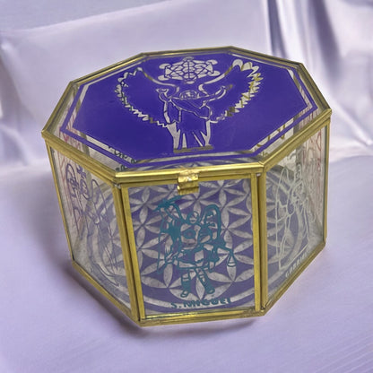 Metatron Con Los 7 Arcangeles Caja De Cristal 15 Cm Grabado