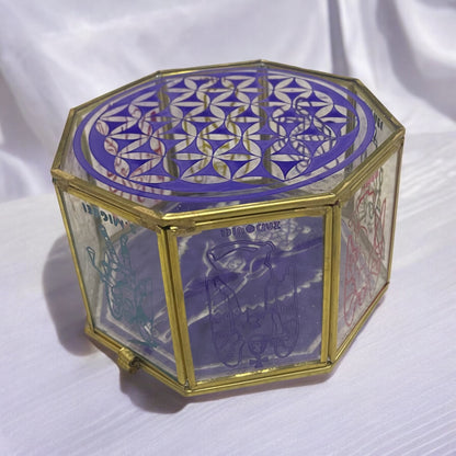 Metatron Con Los 7 Arcangeles Caja De Cristal 15 Cm Grabado
