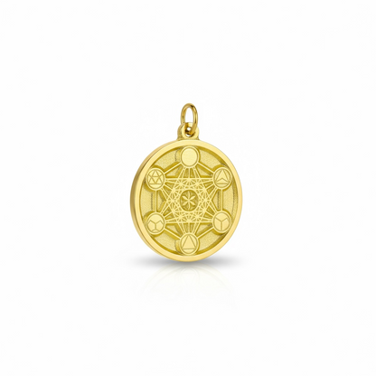 Metatron Dije Troquelado, Encapsulado Baño Dorado 3 Cm Diame
