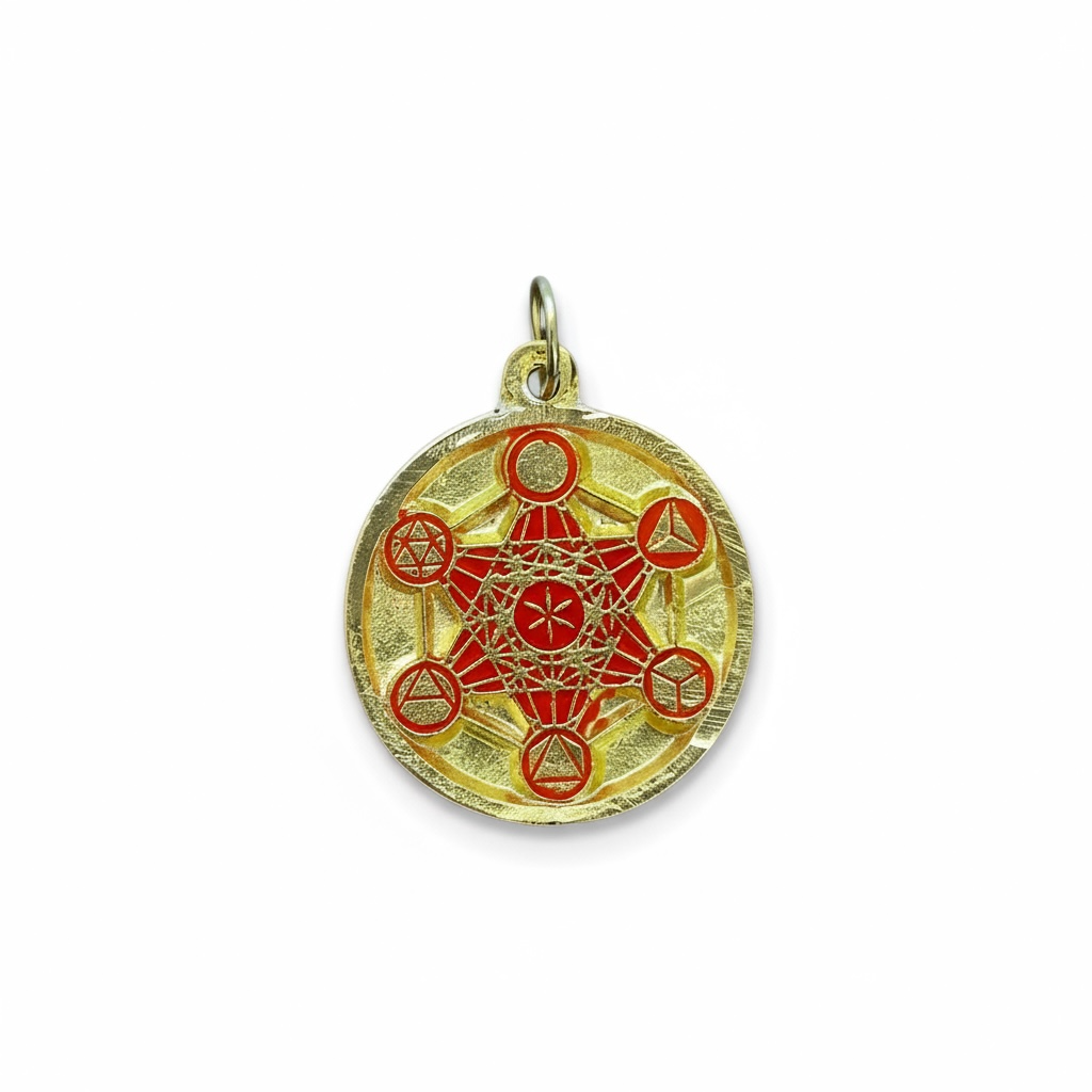 Metatron Dije Troquelado, Encapsulado Baño Dorado 3 Cm Diame