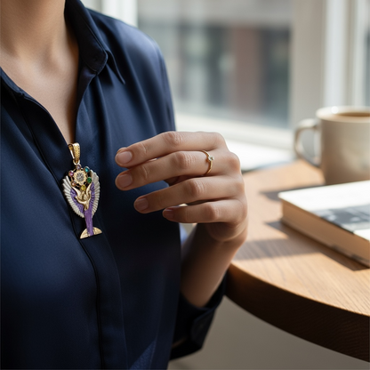 Metatron Dije Con Cubo Baño De Oro Pintado A Mano Con Crista