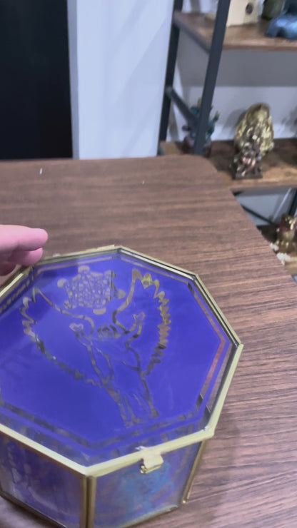 Metatron Con Los 7 Arcangeles Caja De Cristal 15 Cm Grabado