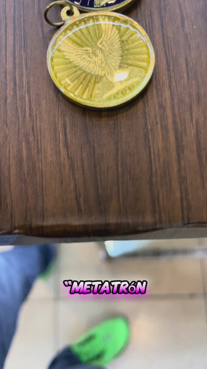 Metatron Dije Troquelado, Encapsulado Baño Dorado 3 Cm Diame