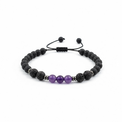 Pulsera De Amatista Con Piedra Volcánica
