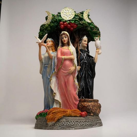Triple Diosa Hecate Diosa Celta Figura En Resina 25 Cm