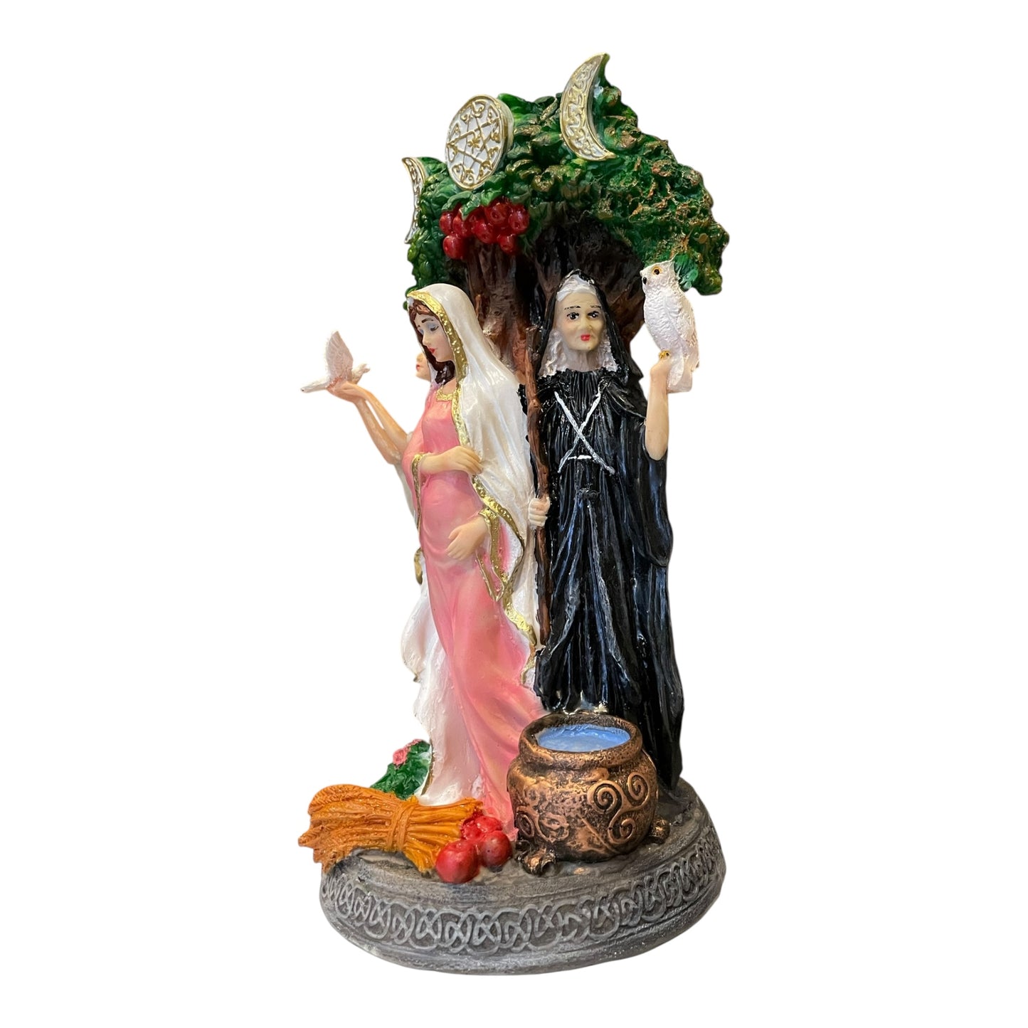 Triple Diosa Hecate Diosa Celta Figura En Resina 25 Cm