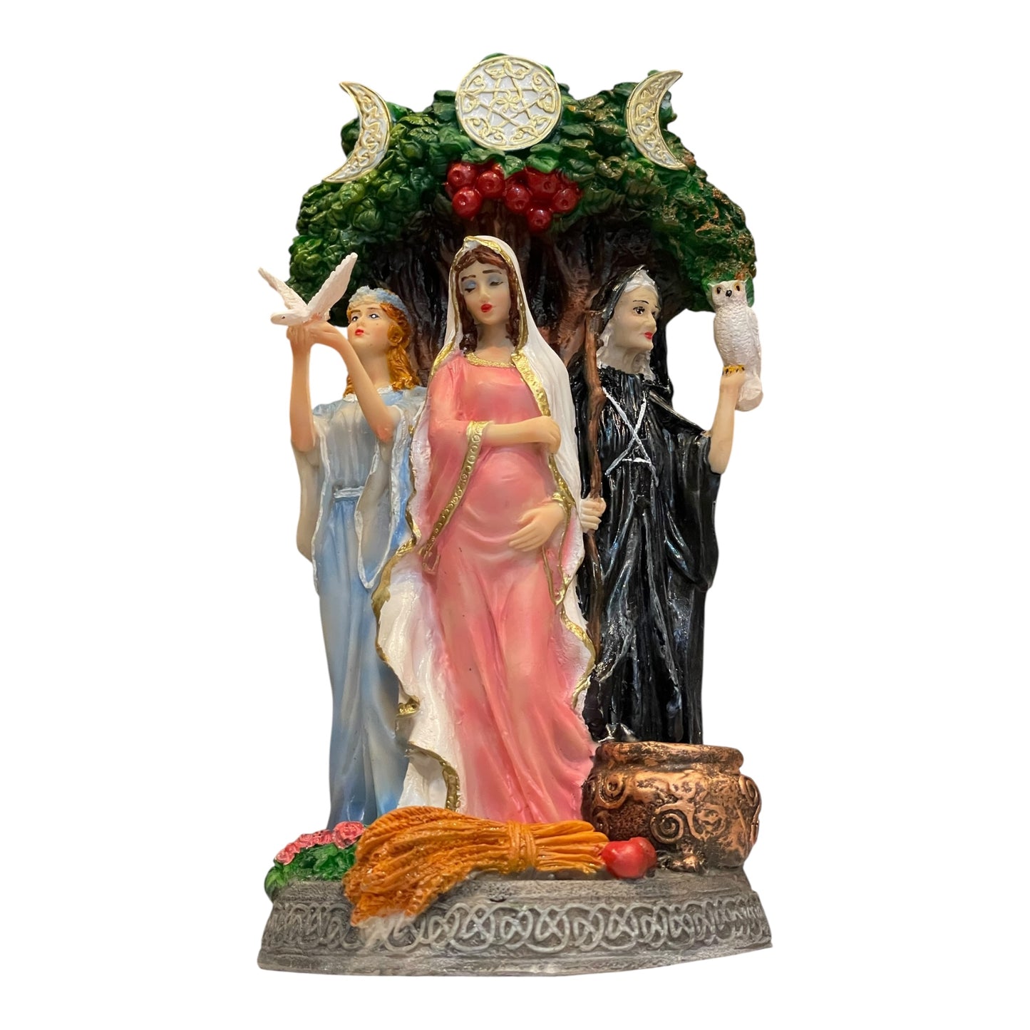 Triple Diosa Hecate Diosa Celta Figura En Resina 25 Cm