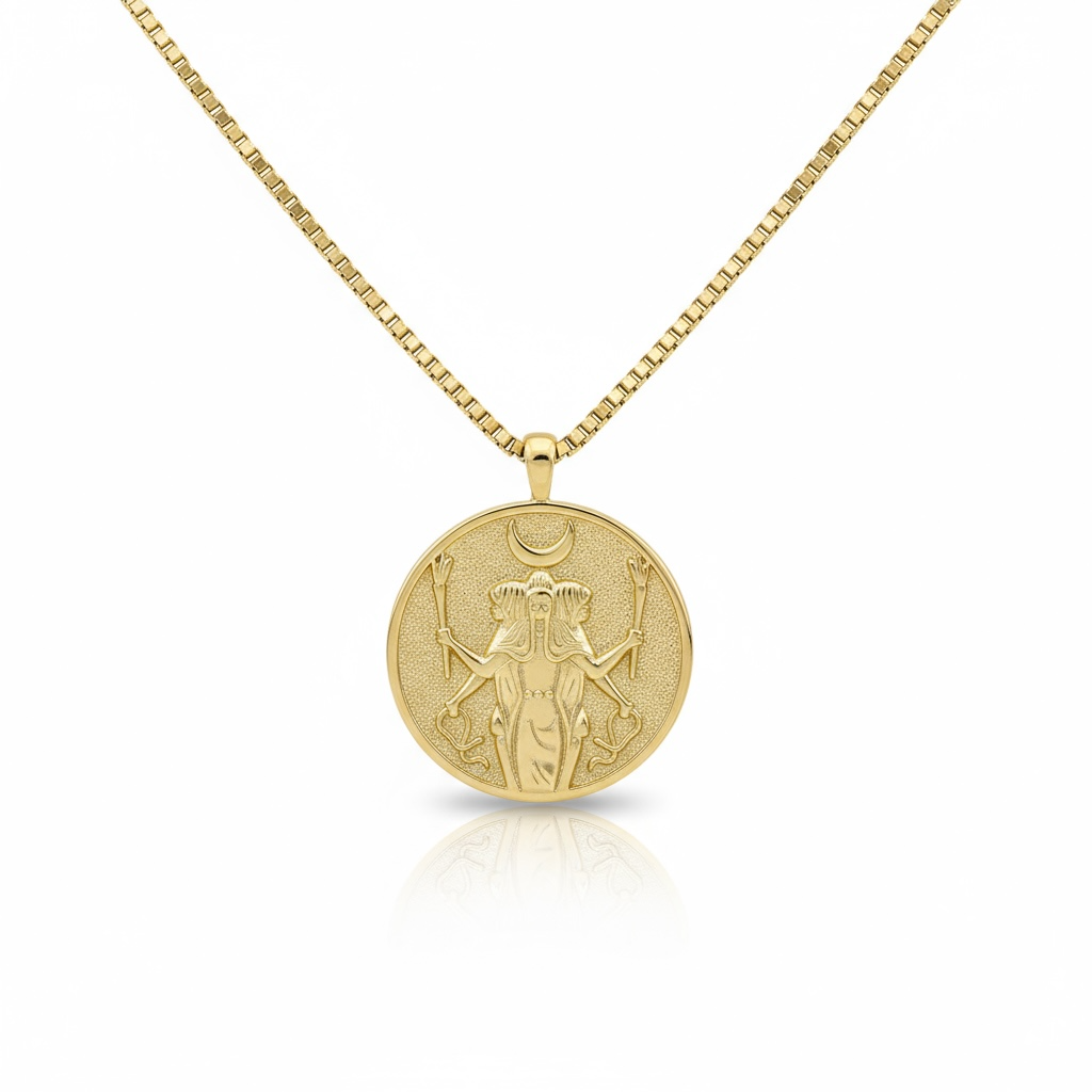 Triple Diosa Medalla Dorada Con Cadena