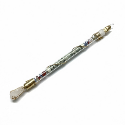 Vara De Poder Dorada Con Cuarzos Hecha A Mano Artesania